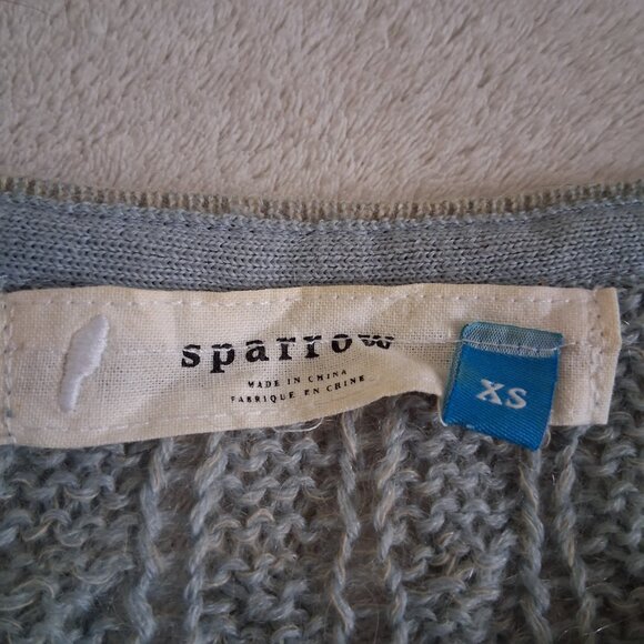 Anthropologie Sparrow XS Blue Ombre Wool Mohair Alpaca Blend Cable Knit Sweater - Picture 6 of 11